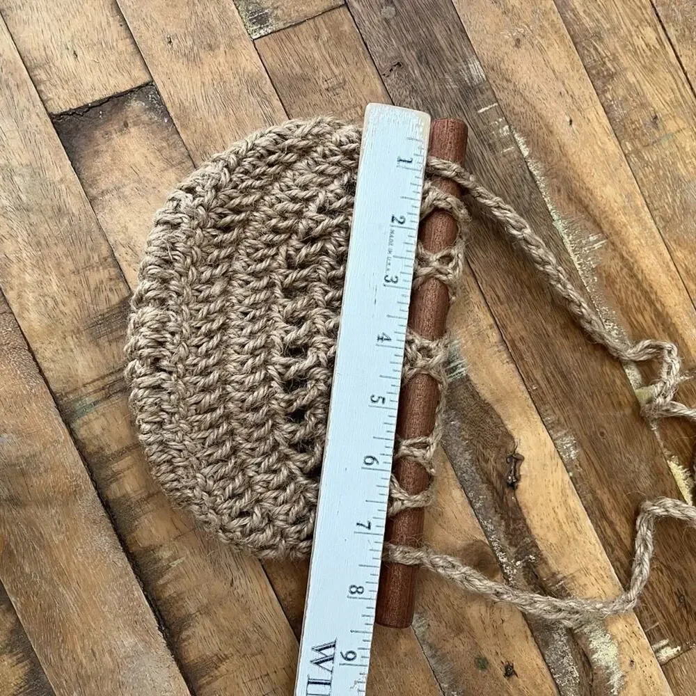 Crochet Wall Baskets (2) Natural Jute Wooden Rods Wall Pocket